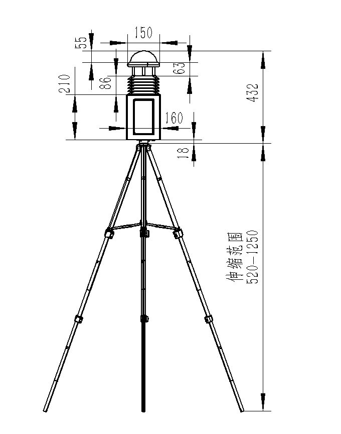 移動式一體化氣象站產品尺寸圖